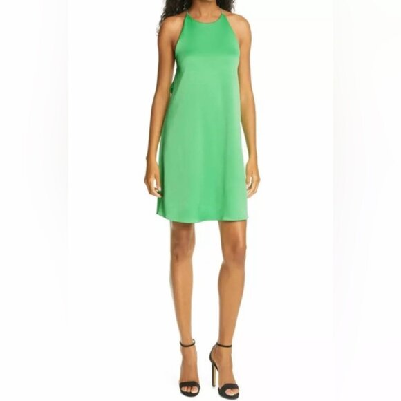 NWT alice + olivia JADE Cowl Back Lined‎ Satin Mini Dress CC005205551 Size 12 - Picture 2 of 16